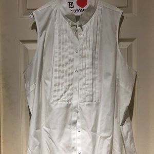 White Sleeveless Tuxedo Top - Talbots